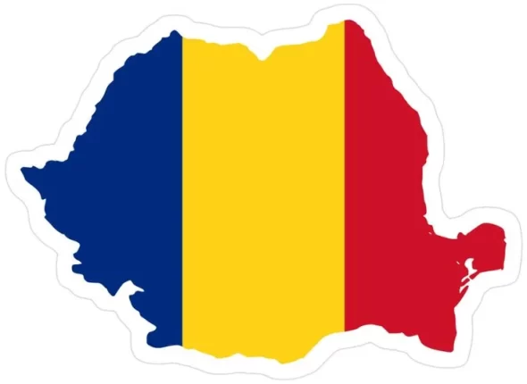 Flag Map Of Romania Sticker